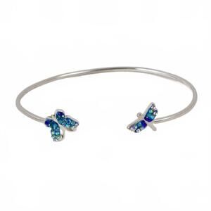 NEW MOSAICO women's austrian crystals butterfly bracelet in silver - blue